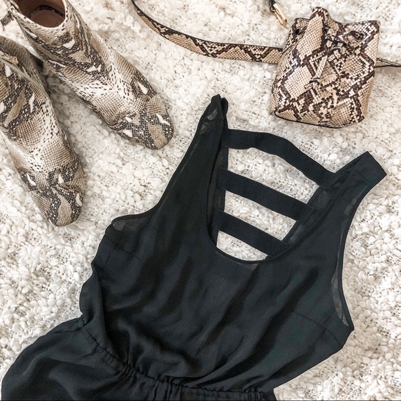 LAST CHANCE H&M SHEER CUTOUT BLACK JUMPSUIT - Picture 2 of 6